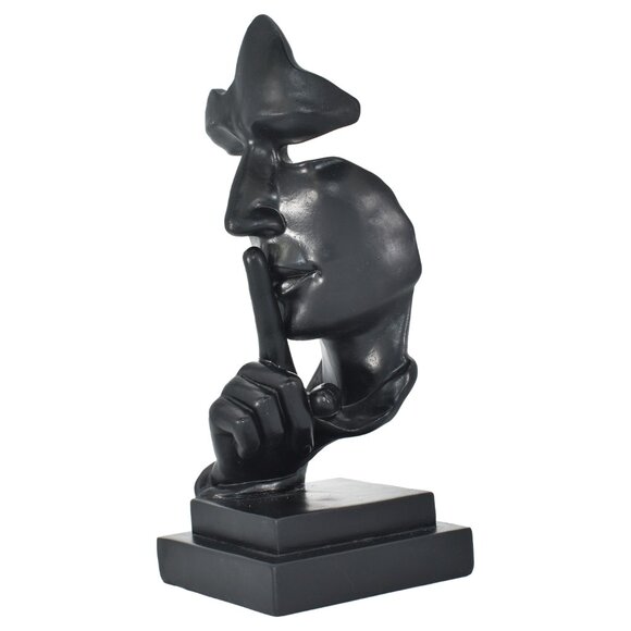 Adam & Friends Home Decor Silence Is Golden Sculpture | 1-Piece | Black - Picture 2 of 4